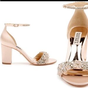 Badgley Mischka Finesse Heel in Shell Satin (Blush) Worn Once size 8